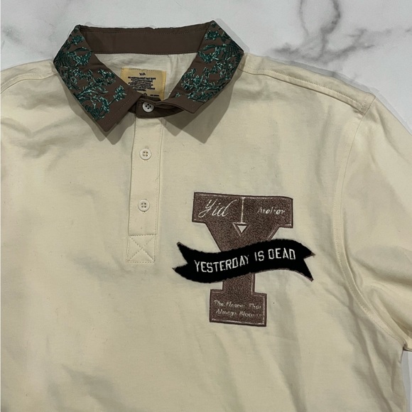 New Yesterday is Dead YID Botanical Rigby Cream Collared Longsleeve Shirt Medium - Picture 9 of 13